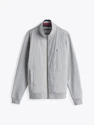 TOMMY HILFIGER Sweatjacke MIX MEDIA ZIP THRU STAND CLR grau/light grau heather