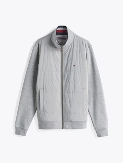TOMMY HILFIGER Sweatjacke MIX MEDIA ZIP THRU STAND CLR grau/light grau heather