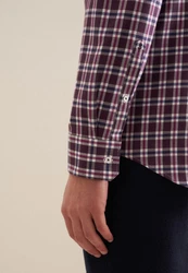 seidensticker Flanellhemd Slim Langarm Button-Down-Kragen Karo Braun/Dunkelrot/Rot/Bordeaux