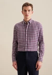 seidensticker Flanellhemd Slim Langarm Button-Down-Kragen Karo Braun/Dunkelrot/Rot/Bordeaux