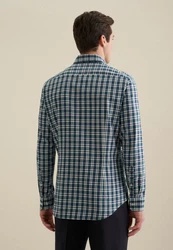 seidensticker Flanellhemd Slim Langarm Button-Down-Kragen Karo Hellblau/Blau/Dunkelblau