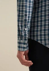 seidensticker Flanellhemd Slim Langarm Button-Down-Kragen Karo Hellblau/Blau/Dunkelblau