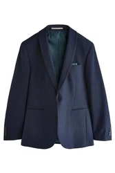 Next Baukastensakko Strukturiertes Slim Fit Sakko mit Schalkragen Dunkelblau/Hellblau/Blau