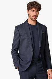 Baukastensakko Strukturiertes Slim Fit Sakko mit Schalkragen (1-tlg)