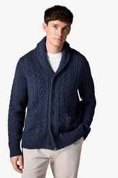 Strickjacke Cardigan mit Zopfmuster und Schalkragen (1-tlg)