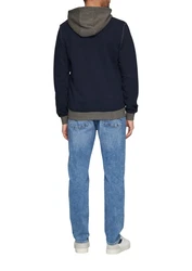 s.Oliver Sweatshirt Hoodie mit Stehkragen und Reißverschluss Logo Dunkelblau/Blau/Hellblau
