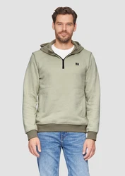 s.Oliver Sweatshirt Hoodie mit Stehkragen und Reißverschluss Logo Khaki/Dunkelgrün/Grün/Hellgrün