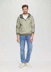 s.Oliver Sweatshirt Hoodie mit Stehkragen und Reißverschluss Logo Khaki/Dunkelgrün/Grün/Hellgrün