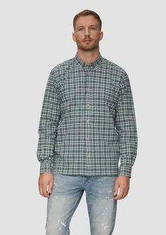 s.Oliver Langarmhemd Regular Fit mit Button-Down-Kragen Dunkelgrün/Grün