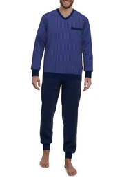 GTZBURG Pyjama GTZBURG Herren Pyjama blau lngsgestreift (1 tlg)