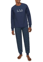 Pyjama Herren Pyjama blau bedruckt (1 tlg)