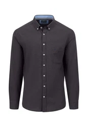 FYNCH-HATTON Langarmhemd mit klassischem Button-Down-Kragen Dunkelgrau/Schwarz/Hellblau/Dunkelblau