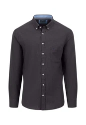 FYNCH-HATTON Langarmhemd mit klassischem Button-Down-Kragen Dunkelgrau/Schwarz/Hellblau/Dunkelblau