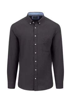 FYNCH-HATTON Langarmhemd mit klassischem Button-Down-Kragen Dunkelgrau/Schwarz/Hellblau/Dunkelblau