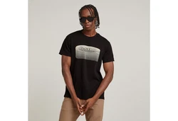 G-STAR Shirt Stacked Old Skool Logo R Schwarz/Rot/Dunkelgrau