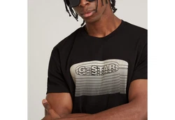 G-STAR Shirt Stacked Old Skool Logo R Schwarz/Rot/Dunkelgrau