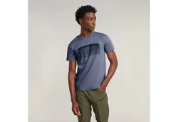 G-STAR Shirt Stacked Old Skool Logo R Blau/Lila/Hellblau/Grau/Braun/Dunkelgrün