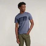 G-STAR Shirt Stacked Old Skool Logo R Blau/Lila/Hellblau/Grau/Braun/Dunkelgrün