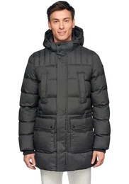 Langjacke SANFORD in melierter Optik, 4 Taschen, Kapuze, modische Steppung