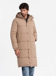 OMBRE Wintermantel Herren-Steppjacke mit abnehmbarer Kapuze beige