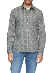 s.Oliver Langarmhemd Slim Fit marine/hellgrau/weiß
