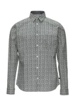 s.Oliver Langarmhemd Slim Fit marine/hellgrau/weiß
