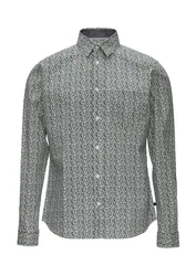 s.Oliver Langarmhemd Slim Fit marine/hellgrau/weiß