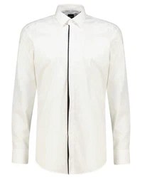BOSS Langarmhemd H-HANK Slim Fit (1-tlg) Weiß/Creme/Beige
