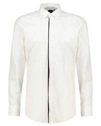 BOSS Langarmhemd H-HANK Slim Fit (1-tlg) Weiß/Creme/Beige