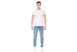 Smith & Solo Slim Fit Jeans Herren Straight Hose Basic Washed Weiß/Creme/Hellblau