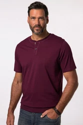 JP1880 T-Shirt Henley Bauchfit Rundhals Dunkelrot/Bordeaux/Lila