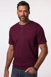 JP1880 T-Shirt Henley Bauchfit Rundhals Dunkelrot/Bordeaux/Lila