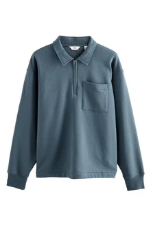 Next Sweatshirt Jersey-Sweatshirt Reißverschluss am Polokragen Blau/Grau/Hellblau Next Sweatshirt Jersey-Sweatshirt Reißverschluss am Polokragen Blau/Grau/Hellblau