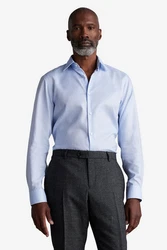 Next Langarmhemd Regular Fit Signature Royal-Oxford Hellblau/Blau/Grau