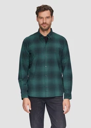 s.Oliver Langarmhemd Regular Fit mit Button-Down-Kragen Dunkelgrün/Grün/Türkis
