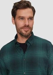s.Oliver Langarmhemd Regular Fit mit Button-Down-Kragen Dunkelgrün/Grün/Türkis
