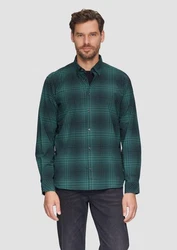 s.Oliver Langarmhemd Regular Fit mit Button-Down-Kragen Dunkelgrün/Grün/Türkis