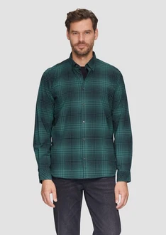 s.Oliver Langarmhemd Regular Fit mit Button-Down-Kragen Dunkelgrün/Grün/Türkis