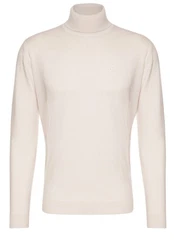 KARL LAGERFELD Strickpullover mit Turtle-Neck (1-tlg) Khaki/Weiß/Beige/Braun/Creme