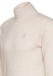 KARL LAGERFELD Strickpullover mit Turtle-Neck (1-tlg) Khaki/Weiß/Beige/Braun/Creme