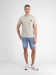 LERROS Henleyshirt Serafino-Shirt Khaki/Beige/Hellblau