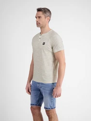 LERROS Henleyshirt Serafino-Shirt Khaki/Beige/Hellblau