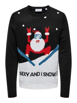 ONLY & SONS Strickpullover ONSXMAS REG 5 PLACEMENT CREW KNIT Schwarz ONLY & SONS Strickpullover ONSXMAS REG 5 PLACEMENT CREW KNIT Schwarz