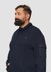 s.Oliver Sweatshirt mit Kängurutasche und Stehkragen Logo Dunkelblau/Blau/Hellblau