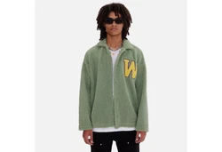 COFI Casuals Winterjacke Oversize Jacke Teddy Dunkelgrün/Grün/Neonfarben/Gelb