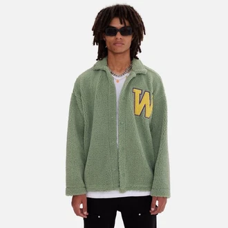 COFI Casuals Winterjacke Oversize Jacke Teddy Dunkelgrün/Grün/Neonfarben/Gelb