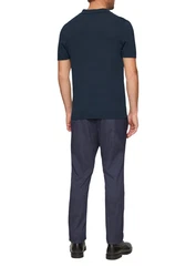s.Oliver BLACK LABEL Strickpullover Feinstrick-Poloshirt Dunkelblau/Blau