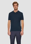 s.Oliver BLACK LABEL Strickpullover Feinstrick-Poloshirt Dunkelblau/Blau