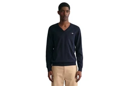 Gant Strickpullover Classic Cotton V-Neck blau