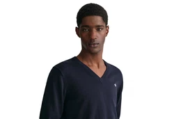 Gant Strickpullover Classic Cotton V-Neck blau
